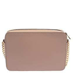 Pre Owned Michael Kors Powder Pink Leather Jet Set Crossbody Bag