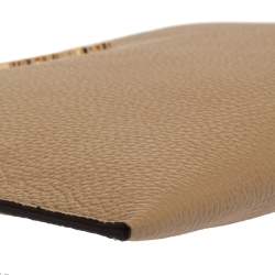 Pre Owned Michael Kors Beige Leather Large Jet Set Wristlet Clutch