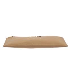 Pre Owned Michael Kors Beige Leather Large Jet Set Wristlet Clutch