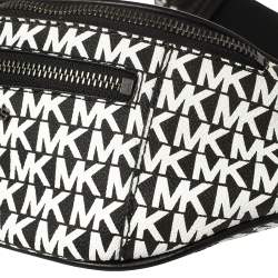 Pre Owned Michael Kors Black/White Signature Coated Canvas and Leather Mott Belt Bag
