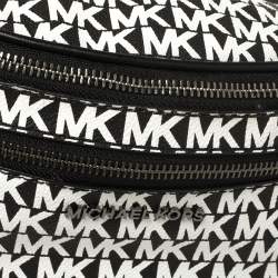 Pre Owned Michael Kors Black/White Signature Coated Canvas and Leather Mott Belt Bag