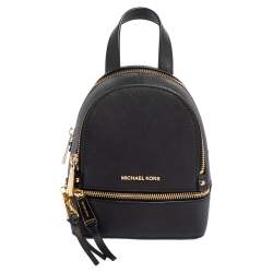 مملوكة مسبقًا حقيبة ظهر مايكل كورس ميني ريا جلد أسود
