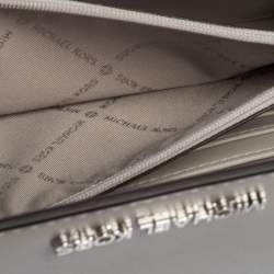 Pre Owned Michael Kors Grey Leather Jet Set Wallet On Chain