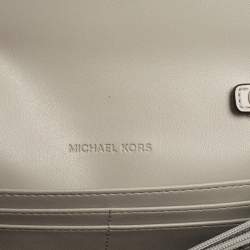 Pre Owned Michael Kors Grey Leather Jet Set Wallet On Chain