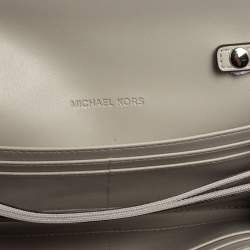 Pre Owned Michael Kors Grey Leather Jet Set Wallet On Chain