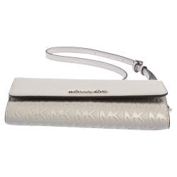 Pre Owned Michael Kors Grey Leather Jet Set Wallet On Chain