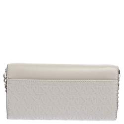 Pre Owned Michael Kors Grey Leather Jet Set Wallet On Chain