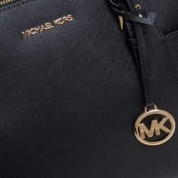 مملوكة مسبقًا Michael Kors Black Leather Charlotte Top Zip Tote