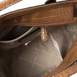 Pre Owned حقيبة يد توتس مايكل كورس سيينا كانفاس بالشعار وجل د نقشة التمساح بيج/ بني فاتح صغيرة 