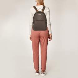 Pre Owned حقيبة ظهر مايكل كورس ايرين كانفاس مقوى بالشعار بنية كبيرة 