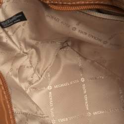 مملوكة مسبقًا حقيبة يد توتس مايكل كورس سيينا جلد بنقشة التمساح وكانفاس بالشعار بني / بيج