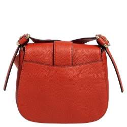 Pre Owned Michael Kors Orange Leather Maxine Saddle Bag