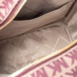 Pre Owned حقيبة ظهر مايكل كورس أبي جلد وكانفاس عنابي