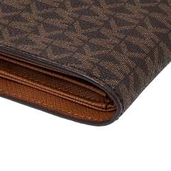 Pre Owned محفظة توري برش جيت سيت ترافيل كانفاس مقوى بني سحاب مزدوج حمالة معصم