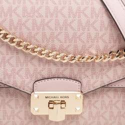 مملوكة مسبقًا Michael Kors Pink Signature Coated Canvas and Leather Medium Kinsley Shoulder Bag