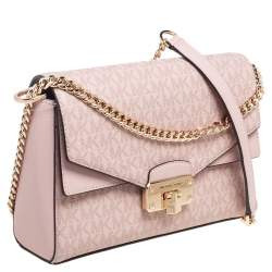 مملوكة مسبقًا Michael Kors Pink Signature Coated Canvas and Leather Medium Kinsley Shoulder Bag