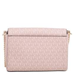 مملوكة مسبقًا Michael Kors Pink Signature Coated Canvas and Leather Medium Kinsley Shoulder Bag
