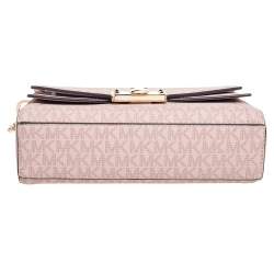 مملوكة مسبقًا Michael Kors Pink Signature Coated Canvas and Leather Medium Kinsley Shoulder Bag