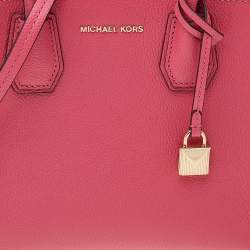Pre Owned Michael Kors Pink Leather Mini Mercer Tote