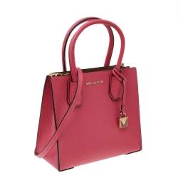 Pre Owned Michael Kors Pink Leather Mini Mercer Tote
