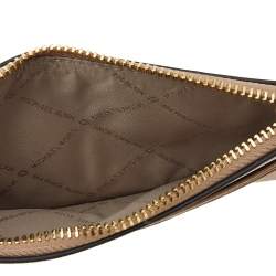 Pre Owned Michael Kors Beige Leather Jet Set Travel Crossbody Bag