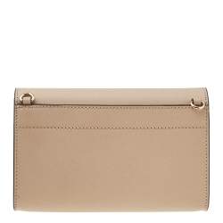 Pre Owned Michael Kors Beige Leather Jet Set Travel Crossbody Bag