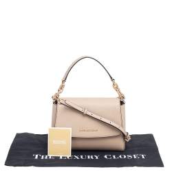 Pre Owned Michael Kors Beige Leather Sofia Top Handle Bag