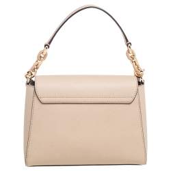 Pre Owned Michael Kors Beige Leather Sofia Top Handle Bag