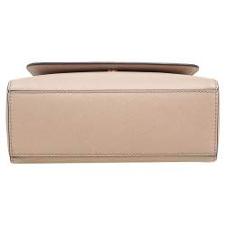 Pre Owned Michael Kors Beige Leather Sofia Top Handle Bag