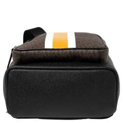 Michael Kors Brown/Black Signature Coated Canvas Cooper Commuter Sling Backpack