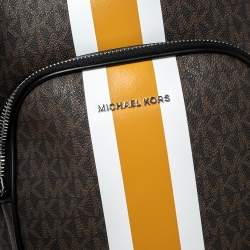 Michael Kors Brown/Black Signature Coated Canvas Cooper Commuter Sling Backpack