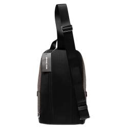 Michael Kors Brown/Black Signature Coated Canvas Cooper Commuter Sling Backpack