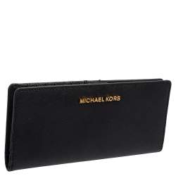 مملوكة مسبقًا محفظة مايكل كورس جلد سافيانو أسود ثنائية الطي