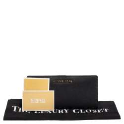 مملوكة مسبقًا محفظة مايكل كورس جلد سافيانو أسود ثنائية الطي