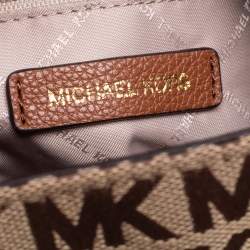 Pre Owned Michael Kors Brown Signature Canvas and Leather Large Abbey Backpack