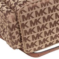 Pre Owned Michael Kors Brown Signature Canvas and Leather Large Abbey Backpack