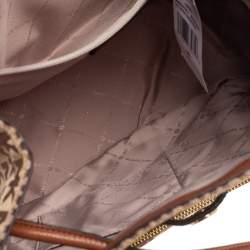 Pre Owned Michael Kors Brown Signature Canvas and Leather Large Abbey Backpack