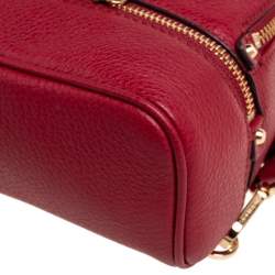 Pre Owned حقيبة ظهر مايكل كورس ميني ريا جلد محبب أحمر