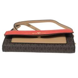 Pre Owned محفظة بسلسلة مايكل كورس حلية جت ست جلد وكانفاس مقوى مميز متعدد الألوان 