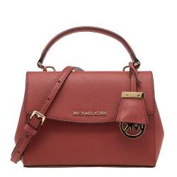 Pre Owned Michael Kors Red Leather Extra Small Ava Crossbody Bag 