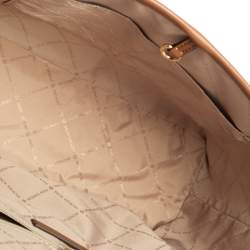 Pre Owned Michael Kors Brown Canvas And Leather Jet Set Girls Medium Carryall Tote