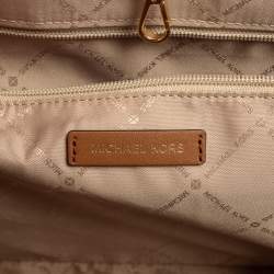 Pre Owned Michael Kors Brown Canvas And Leather Jet Set Girls Medium Carryall Tote