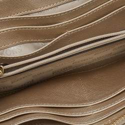 Pre Owned محفظة مايكل كورس جيت سيت جلد ذهبي بسحاب محيط