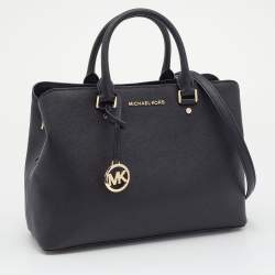 Pre Owned Michael Kors Black Leather Savannah Satchel