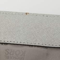 Pre Owned Michael Kors Silver Leather Small Ava Crystals Embellished Top Handle Bag
