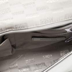 Pre Owned Michael Kors Silver Leather Small Ava Crystals Embellished Top Handle Bag