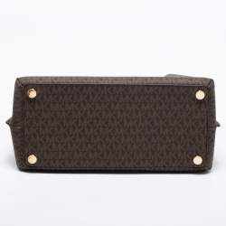 Pre Owned Michael Kors Brown Coated Canvas Large Teagan Shoulder Bag