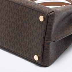 Pre Owned Michael Kors Brown Coated Canvas Large Teagan Shoulder Bag