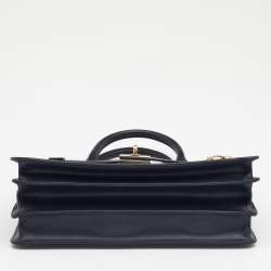 Pre Owned حقيبة ساتشل مايكل كورس تاتيانا جلد أسود/أزرق كحلي