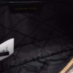 Pre Owned Michael Kors Brown/Black Signature Coated Canvas,Leather and Calfhair Jet Set Travel Wristlet Pouch